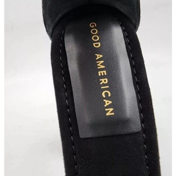 Good American Platform Block Heel Black Suede Ankle Strap Chunky Sandal 10.5 NEW - Picture 10 of 12